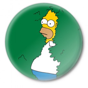 Значок с принтом Гомер в Кировске,  металл | круглая форма, металлическая застежка в виде булавки | simpsons | гомер | симпсоны
