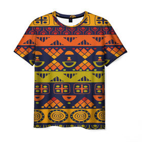 Мужская футболка 3D с принтом Африканские символы в Кировске, 100% полиэфир | прямой крой, круглый вырез горловины, длина до линии бедер | Тематика изображения на принте: africa | pattern | африка | африканские мотивы | народы африки | национальная одежда | переплетение нитей | ткани | узор | этнический узор