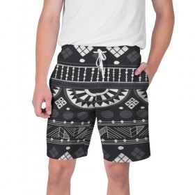Мужские шорты 3D с принтом Black&White africa в Кировске,  полиэстер 100% | прямой крой, два кармана без застежек по бокам. Мягкая трикотажная резинка на поясе, внутри которой широкие завязки. Длина чуть выше колен | 