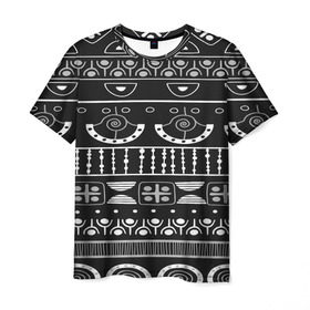 Мужская футболка 3D с принтом Black and White ethnic в Кировске, 100% полиэфир | прямой крой, круглый вырез горловины, длина до линии бедер | pattern | индийские мотивы | индия | народы индии | национальная одежда | переплетение нитей | ткани | узор | этнический узор