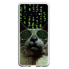 Чехол для Samsung Galaxy S10 с принтом Кот в матрице в Кировске, Силикон | Область печати: задняя сторона чехла, без боковых панелей | Тематика изображения на принте: кот | матрица | очки