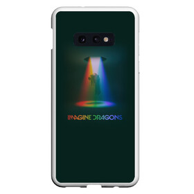 Чехол для Samsung S10E с принтом Imagine Dragons Light в Кировске, Силикон | Область печати: задняя сторона чехла, без боковых панелей | demons | evolve | mirrors | radioactive | драконы | космос | музыка | нло | ночь | поп | радуга | рок | свет