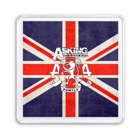 Магнит 55*55 с принтом Asking Alexandria флаг Англии в Кировске, Пластик | Размер: 65*65 мм; Размер печати: 55*55 мм | бен брюс | герб | группа | джеймс касселлс | дэнни уорсноп | жанр | кэмерон лидделл | лев | музыка | музыканты | песни | рок | сэм бэттли | хэви метал | электроникор