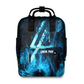 Женский рюкзак 3D с принтом Linkin Park синий дым в Кировске, 100% полиэстер | лямки с регулируемой длиной, сверху ручки, чтобы рюкзак нести как сумку. Основное отделение закрывается на молнию, как и внешний карман. Внутри два дополнительных кармана, один из которых закрывается на молнию. По бокам два дополнительных кармашка, куда поместится маленькая бутылочка
 | альтернативный рок | линкин парк