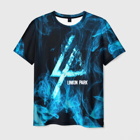Мужская футболка 3D с принтом Linkin Park синий дым в Кировске, 100% полиэфир | прямой крой, круглый вырез горловины, длина до линии бедер | Тематика изображения на принте: альтернативный рок | линкин парк