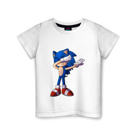 Детская футболка хлопок с принтом Sonic dab в Кировске, 100% хлопок | круглый вырез горловины, полуприлегающий силуэт, длина до линии бедер | dab | dabbing | game | music | style | арт | игры | музыка | мультик | мультсериалы | мультфильмы | стиль