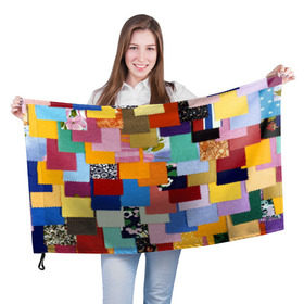 Флаг 3D с принтом Цветные лоскуты в Кировске, 100% полиэстер | плотность ткани — 95 г/м2, размер — 67 х 109 см. Принт наносится с одной стороны | color | spray | капли красок | лоскуты | одежда | радуга | разноцветные | цветные
