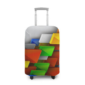 Чехол для чемодана 3D с принтом Абстрактные фигуры в Кировске, 86% полиэфир, 14% спандекс | двустороннее нанесение принта, прорези для ручек и колес | грань | краски | кубик | кубики | линии | мозаика | разноцветные кубы | ребро | текстура | тени | узор