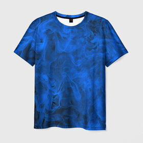 Мужская футболка 3D с принтом Синий дым в Кировске, 100% полиэфир | прямой крой, круглый вырез горловины, длина до линии бедер | fire | flame | in fire | smoke | в огне | дым | огненный | огонь | текстуры