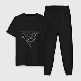 Мужская пижама хлопок с принтом Темный треугольник в Кировске, 100% хлопок | брюки и футболка прямого кроя, без карманов, на брюках мягкая резинка на поясе и по низу штанин
 | абстракция | геометрия | круги | треугольник