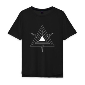 Мужская футболка хлопок Oversize с принтом Темные треугольники в Кировске, 100% хлопок | свободный крой, круглый ворот, “спинка” длиннее передней части | 