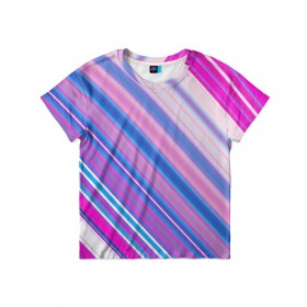 Детская футболка 3D с принтом Фиолетовые полоски в Кировске, 100% гипоаллергенный полиэфир | прямой крой, круглый вырез горловины, длина до линии бедер, чуть спущенное плечо, ткань немного тянется | полоски | текстура | узор | фиолетовый