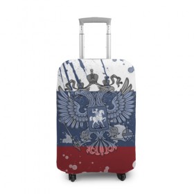 Чехол для чемодана 3D с принтом Триколор и герб в Кировске, 86% полиэфир, 14% спандекс | двустороннее нанесение принта, прорези для ручек и колес | герб | орел | россия | триколор | флаг | я русский