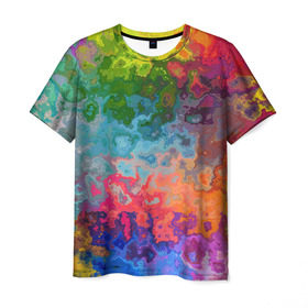 Мужская футболка 3D с принтом Цветная текстура 6 в Кировске, 100% полиэфир | прямой крой, круглый вырез горловины, длина до линии бедер | текстура | узор | цветной