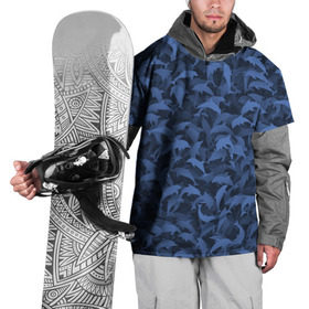 Накидка на куртку 3D с принтом Камуфляж с дельфинами в Кировске, 100% полиэстер |  | вода | дельфин | дельфины | милитари | море | океан | паттерн | синий | текстура | черное