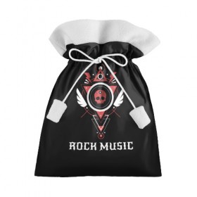 Подарочный 3D мешок с принтом Rock Music в Кировске, 100% полиэстер | Размер: 29*39 см | знаки | красный | музыка | рок | череп | черный
