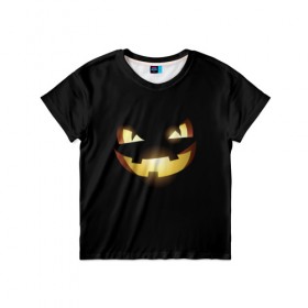 Детская футболка 3D с принтом Happy Halloween в Кировске, 100% гипоаллергенный полиэфир | прямой крой, круглый вырез горловины, длина до линии бедер, чуть спущенное плечо, ткань немного тянется | Тематика изображения на принте: 