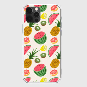Чехол для iPhone 12 Pro Max с принтом Тропический рай в Кировске, Силикон |  | Тематика изображения на принте: ананас | арбуз | киви | лимон | манго | паттерн | тропики | фрукты
