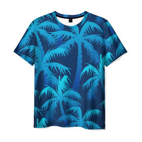 Мужская футболка 3D с принтом Пальмы в Кировске, 100% полиэфир | прямой крой, круглый вырез горловины, длина до линии бедер | summer | лес | пальмы | природа