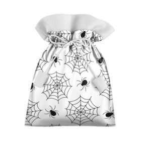 Подарочный 3D мешок с принтом Паутинка в Кировске, 100% полиэстер | Размер: 29*39 см | Тематика изображения на принте: белый | паук | паутина | узор | хэллоуин | черный