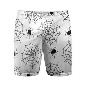 Мужские шорты 3D спортивные с принтом Паутинка в Кировске,  |  | белый | паук | паутина | узор | хэллоуин | черный