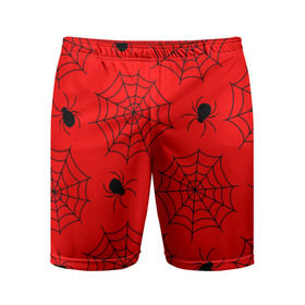 Мужские шорты 3D спортивные с принтом Happy Halloween в Кировске,  |  | белый | паук | паутина | узор | хэллоуин | черный