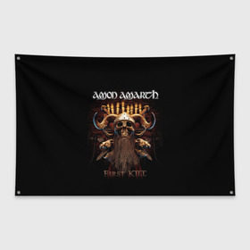 Флаг-баннер с принтом AMON AMARTH в Кировске, 100% полиэстер | размер 67 х 109 см, плотность ткани — 95 г/м2; по краям флага есть четыре люверса для крепления | роковая гора