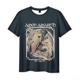 Мужская футболка 3D с принтом AMON AMARTH в Кировске, 100% полиэфир | прямой крой, круглый вырез горловины, длина до линии бедер | роковая гора