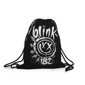 Рюкзак-мешок 3D с принтом Blink-182 в Кировске, 100% полиэстер | плотность ткани — 200 г/м2, размер — 35 х 45 см; лямки — толстые шнурки, застежка на шнуровке, без карманов и подкладки | Тематика изображения на принте: blink | california | pop | punk | rock | группа | калифорния | панк | рок