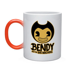 Кружка хамелеон с принтом Bendy and the ink machine (9) в Кировске, керамика | меняет цвет при нагревании, емкость 330 мл | Тематика изображения на принте: bendy | bendy and the ink machine | horror | ink | machine | trend