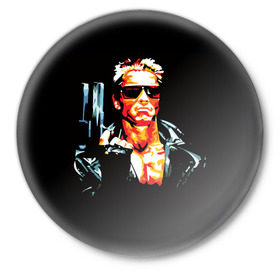 Значок с принтом Terminator Combat Sambo 3D в Кировске,  металл | круглая форма, металлическая застежка в виде булавки | Тематика изображения на принте: терминатор