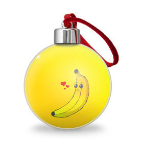 Ёлочный шар с принтом Just Banana (Yellow) в Кировске, Пластик | Диаметр: 77 мм | Тематика изображения на принте: banana | банан | желтый | оранжевый | фрукты