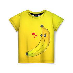 Детская футболка 3D с принтом Just Banana (Yellow) в Кировске, 100% гипоаллергенный полиэфир | прямой крой, круглый вырез горловины, длина до линии бедер, чуть спущенное плечо, ткань немного тянется | banana | банан | желтый | оранжевый | фрукты