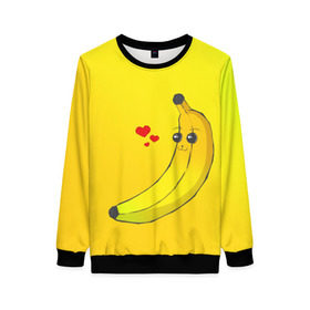 Женский свитшот 3D с принтом Just Banana (Yellow) в Кировске, 100% полиэстер с мягким внутренним слоем | круглый вырез горловины, мягкая резинка на манжетах и поясе, свободная посадка по фигуре | banana | банан | желтый | оранжевый | фрукты