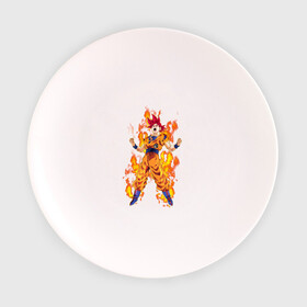 Тарелка 3D с принтом Гоку в огне в Кировске, фарфор | диаметр - 210 мм
диаметр для нанесения принта - 120 мм | anime | dragon ball | goku | драгон болл