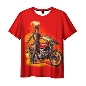 Мужская футболка 3D с принтом Всадник в Кировске, 100% полиэфир | прямой крой, круглый вырез горловины, длина до линии бедер | bike | harley | honda | kawasaki | moto | suzuki | yamaha | байкер | всадник | мотоцикл | рыцарь