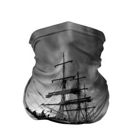 Бандана-труба 3D с принтом Пиратский флот России в Кировске, 100% полиэстер, ткань с особыми свойствами — Activecool | плотность 150‒180 г/м2; хорошо тянется, но сохраняет форму | вмф | вода | корабль | мачта | мичман | море | мореман | моряк | небо | облака | океан | пират | пиратство | серый | черно белый