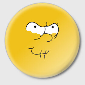 Значок с принтом Simpsons Lemon Face в Кировске,  металл | круглая форма, металлическая застежка в виде булавки | лимонное | лицо | симпсоны