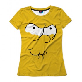 Женская футболка 3D с принтом Simpsons Lemon Face в Кировске, 100% полиэфир ( синтетическое хлопкоподобное полотно) | прямой крой, круглый вырез горловины, длина до линии бедер | лимонное | лицо | симпсоны