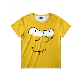 Детская футболка 3D с принтом Simpsons Lemon Face в Кировске, 100% гипоаллергенный полиэфир | прямой крой, круглый вырез горловины, длина до линии бедер, чуть спущенное плечо, ткань немного тянется | лимонное | лицо | симпсоны