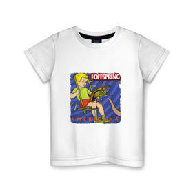 Детская футболка хлопок с принтом The Offspring - americana в Кировске, 100% хлопок | круглый вырез горловины, полуприлегающий силуэт, длина до линии бедер | the offspring | качели | офспринг | оффспринг | рок | таракан | щупальце