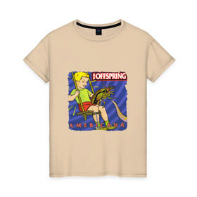 Женская футболка хлопок с принтом The Offspring - americana в Кировске, 100% хлопок | прямой крой, круглый вырез горловины, длина до линии бедер, слегка спущенное плечо | the offspring | качели | офспринг | оффспринг | рок | таракан | щупальце