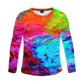 Женский лонгслив 3D с принтом Tie-dye в Кировске, 100% полиэстер | длинные рукава, круглый вырез горловины, полуприлегающий силуэт | abstraction | color | spray | tie dye | абстракция | акварель | живопись | искусство | краски | текстуры | цветные краски | яркие цвета