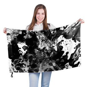 Флаг 3D с принтом Чёрная краска в Кировске, 100% полиэстер | плотность ткани — 95 г/м2, размер — 67 х 109 см. Принт наносится с одной стороны | abstraction | color | spray | tie dye | абстракция | акварель | живопись | искусство | краски | текстуры | цветные краски | яркие цвета