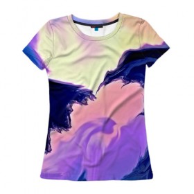 Женская футболка 3D с принтом Абстрактный мир в Кировске, 100% полиэфир ( синтетическое хлопкоподобное полотно) | прямой крой, круглый вырез горловины, длина до линии бедер | abstraction | color | spray | tie dye | абстракция | акварель | живопись | искусство | краски | текстуры | цветные краски | яркие цвета