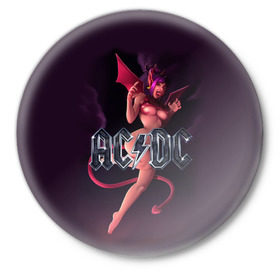 Значок с принтом AC/DC в Кировске,  металл | круглая форма, металлическая застежка в виде булавки | ac dc | angus | hard | heavy | metal | rock. music | девушка | демон | дьявол | черт | чертик