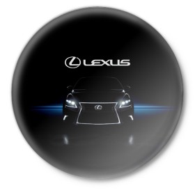 Значок с принтом Lexus в Кировске,  металл | круглая форма, металлическая застежка в виде булавки | auto | lexus | sport | toyota | автомобиль | внедорожник | машина | спорт