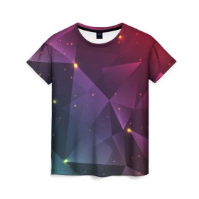 Женская футболка 3D с принтом Colorful triangles в Кировске, 100% полиэфир ( синтетическое хлопкоподобное полотно) | прямой крой, круглый вырез горловины, длина до линии бедер | polygonal | абстракция | текстура