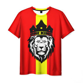 Мужская футболка 3D с принтом One King в Кировске, 100% полиэфир | прямой крой, круглый вырез горловины, длина до линии бедер | Тематика изображения на принте: king | leo | зверь | король | кошка | лев | природа | хищник | царь