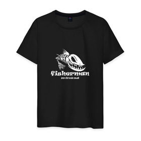 Мужская футболка хлопок с принтом Fisherman Pro Black в Кировске, 100% хлопок | прямой крой, круглый вырез горловины, длина до линии бедер, слегка спущенное плечо. | 